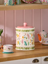 Next Lucy Tiffney Cream/Pink/Green Leaf Bread Bin- Buy online at McGrocer