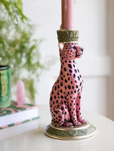 Next Rockett St George Pink/Black Leopard Print Taper Candle Holder- Buy online at McGrocer