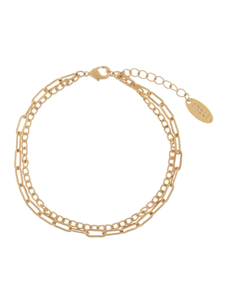 Orelia London Gold Tone Chain 2 Row Bracelet Set, imported from the UK