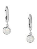 Orelia London Silver Tone Opal Swarovski Crystals Drop Huggie Hoop Earrings