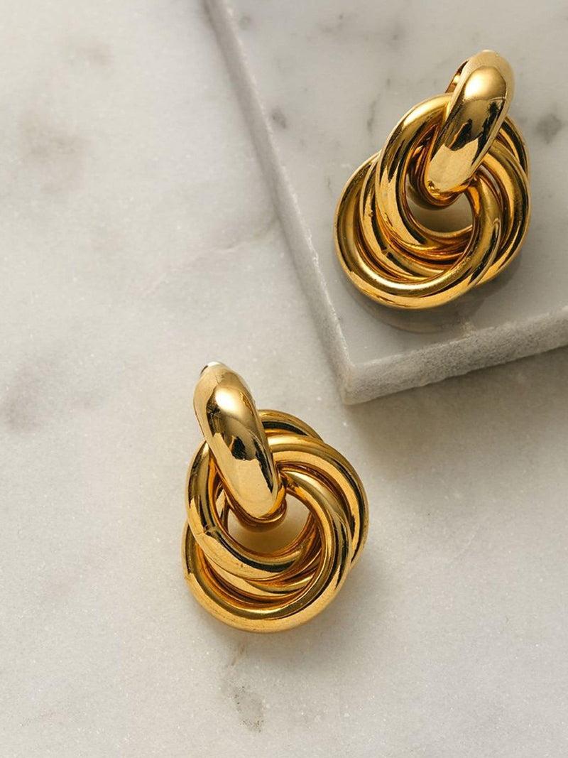 Orelia London Gold Tone Statement Interlocking Earrings, imported from the UK