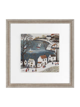 Next Multi Village on the Bay Wall Art Print with Worn Wood Frame 42x42cm- Buy online at McGrocer