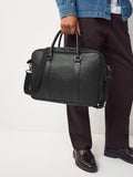 Black faux leather briefcase with carry handles - British product