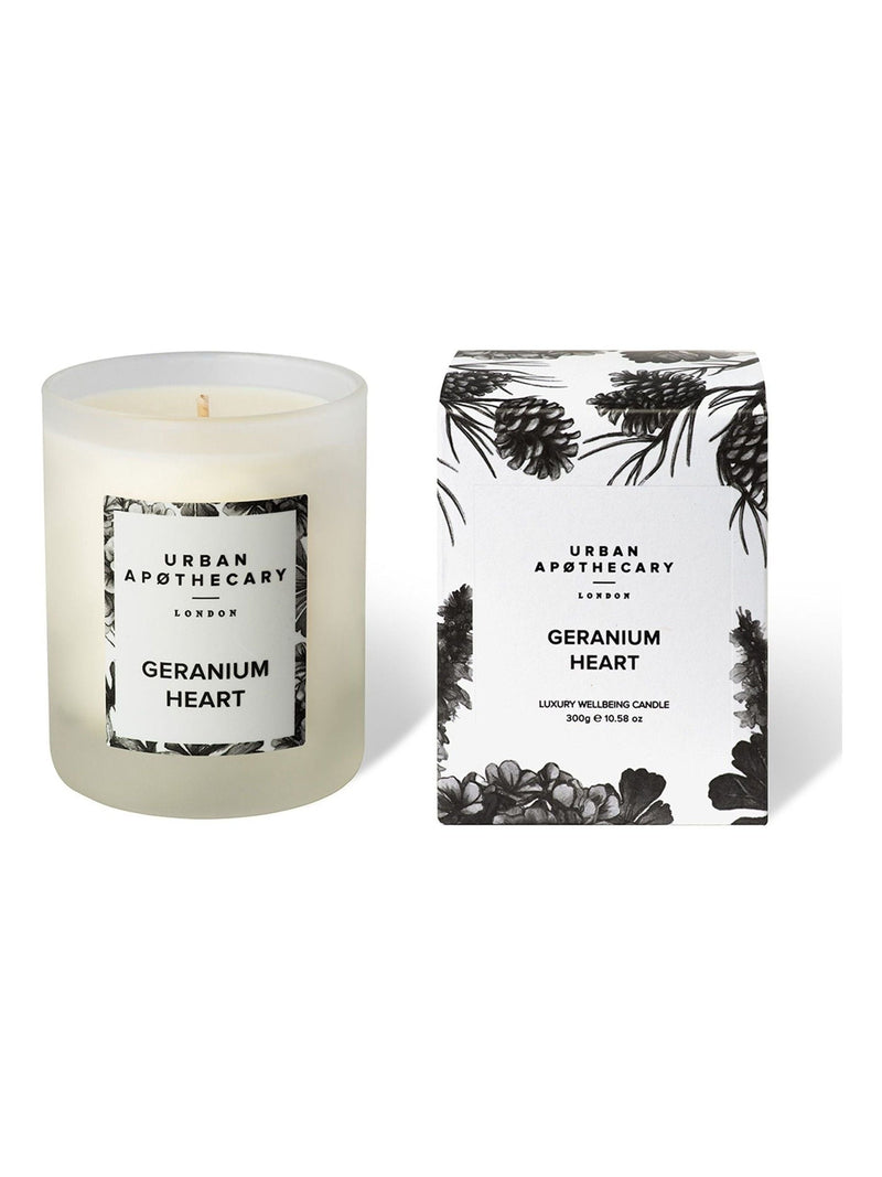 Urban Apothecary Geranium Heart candle 300g, imported from the UK