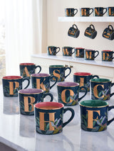 Navy Hummingbird Alphabet Stoneware Mug 9cm