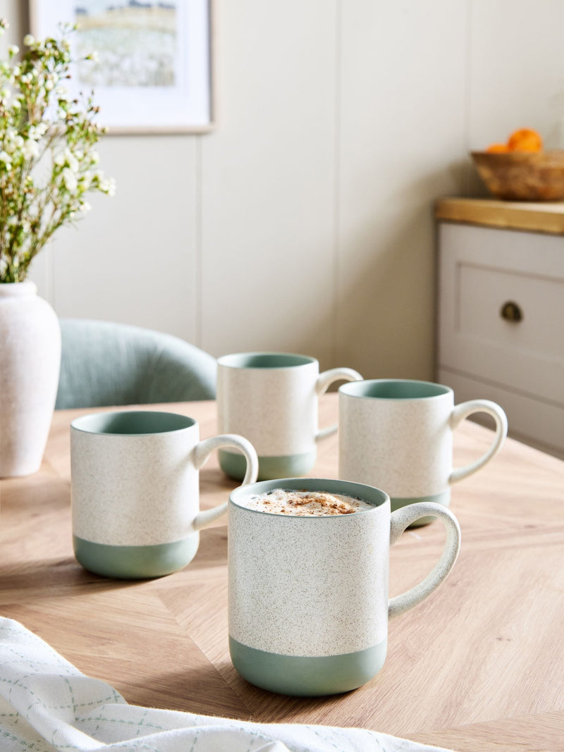 Otis sage green stoneware mugs set of four (British brand)