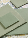 Sage green rectangle reversible faux leather placemat and coaster set of 4 (British brand)