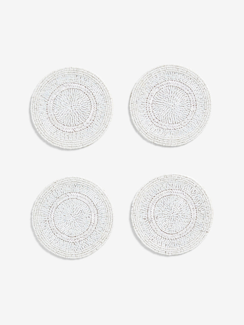 White beaded coasters set of 4 (British brand)