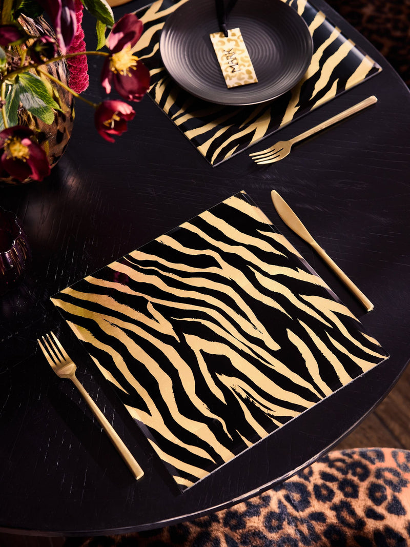 Glass Placemats Gold Zebra Galaxy Set of 2 (British brand)