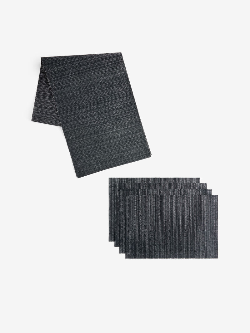 Set of 5 charcoal grey wipe clean placemats and runners (British brand)