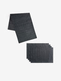 Set of 5 charcoal grey wipe clean placemats and runners (British brand)