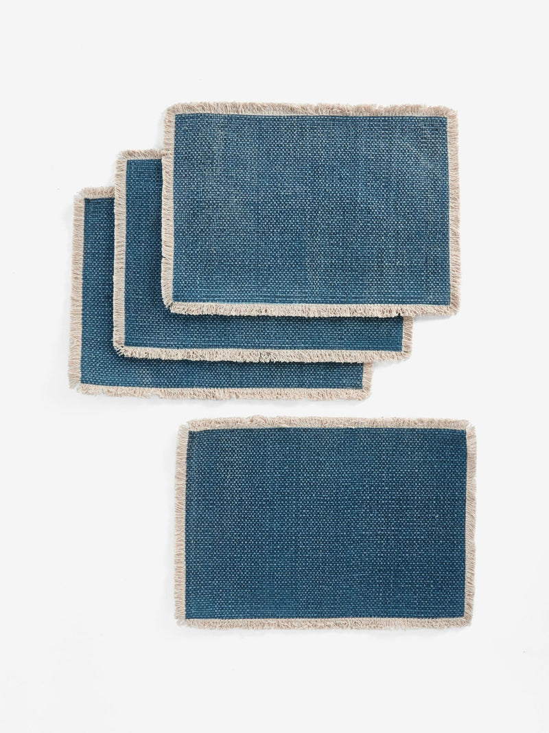Blue fringe edge placemats set of 4 (British brand)