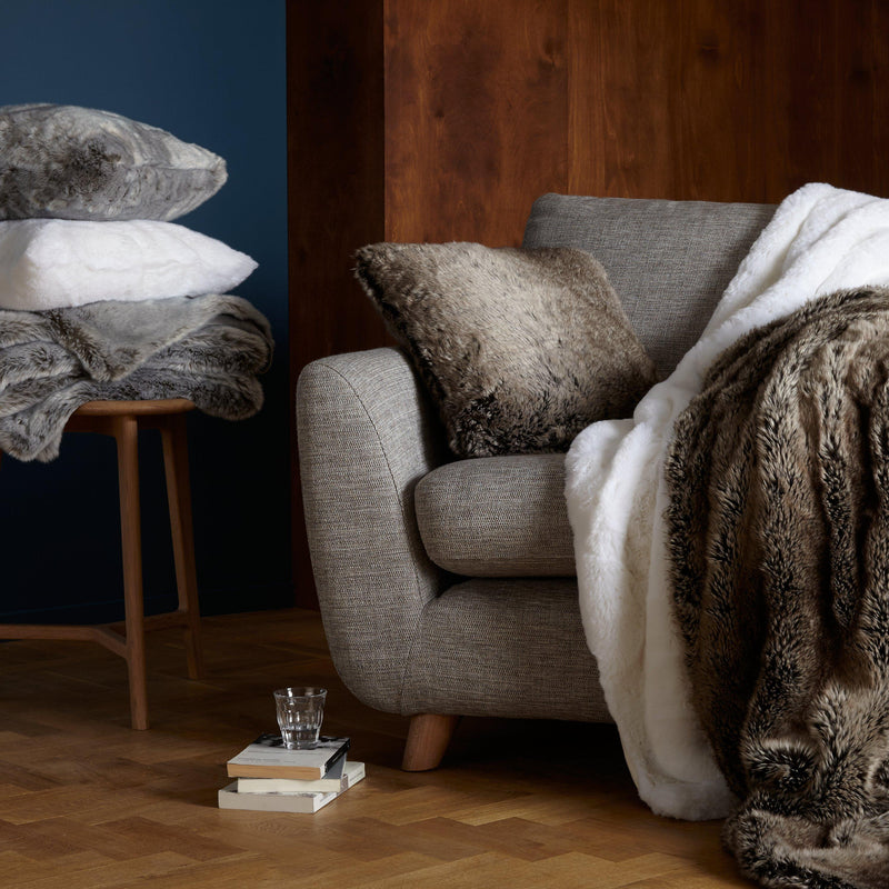 John Lewis faux fur cushion in mocha ombre, UK version