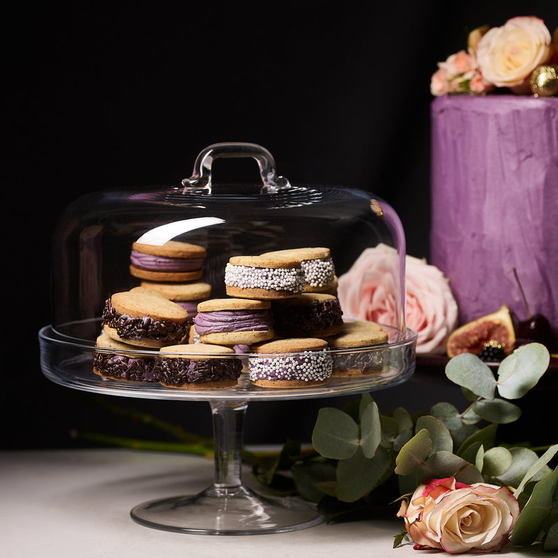 LSA International glass cake stand and dome 26.5cm, imported from the UK