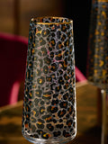 Black leopard print champagne flutes set of 4 - British product