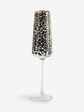 Black leopard print champagne flutes set of 4 - British product