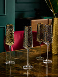 Black leopard print champagne flutes set of 4 - British product