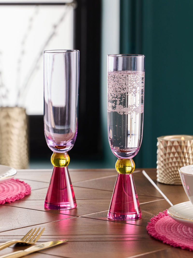 Aubrie multi bright champagne flutes set of 2 (British brand)