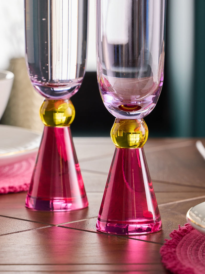 Aubrie multi bright champagne flutes set of 2 (British brand)