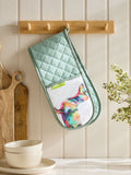 Teal blue sausage dog oven gloves (British brand)