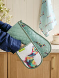 Teal blue sausage dog oven gloves (British brand)