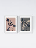 White Branching Floral Diptych Art Print on Archival Paper
