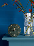 John Lewis mantel clock green/brass 14cm, imported from the UK