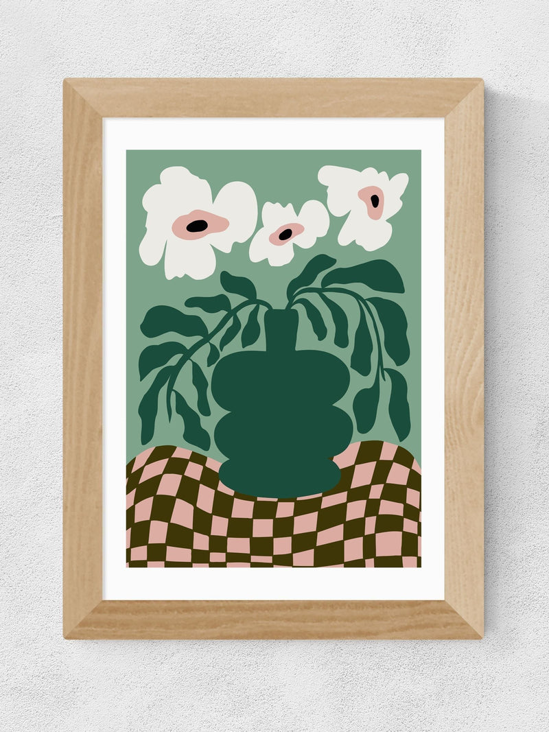Miho Art Studio Oak Bold Blossom Pottery art print, imported from the UK