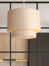 Next Searchlight Natural Gemini Drum Shade Ceiling Light, 30cm- Buy online at McGrocer