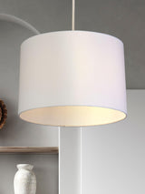 Next Searchlight White Glacier Cotton Drum Shade Ceiling Light 20x30cm- Buy online at McGrocer