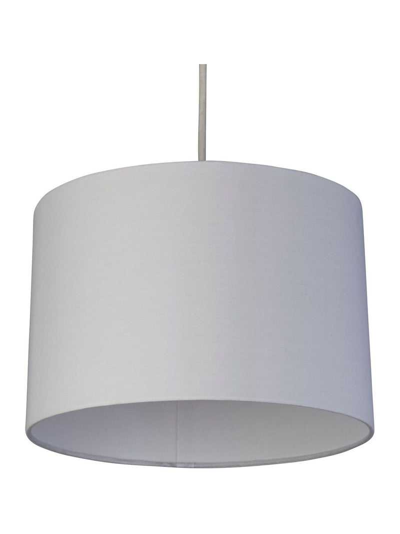 Searchlight Glacier white cotton drum shade ceiling light, imported from the UK