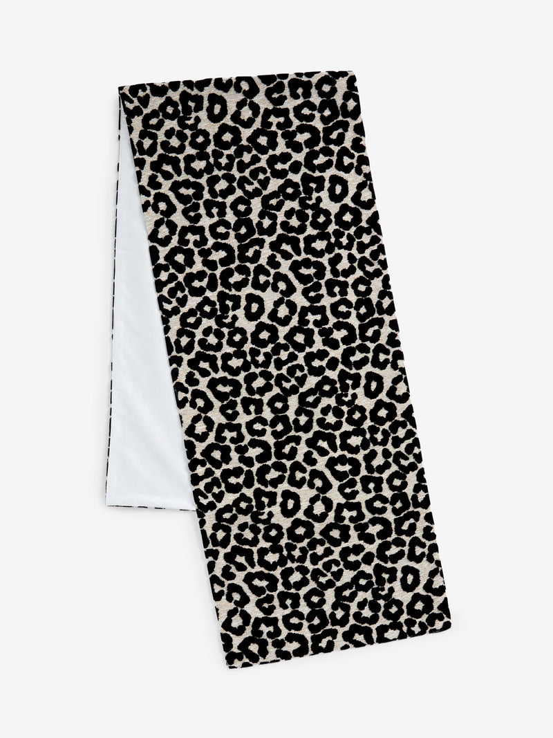 Velvet table runner black leopard print 220cm, imported from the UK