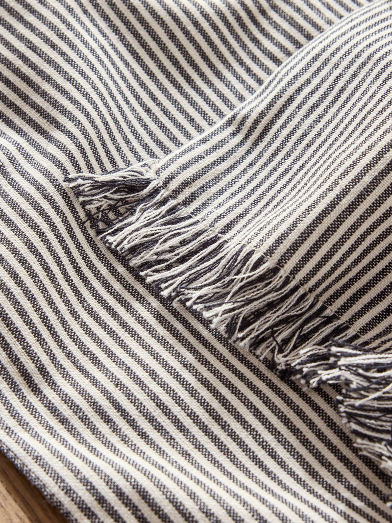Black White Bronx kitchen table runner cotton 178cm length - British product