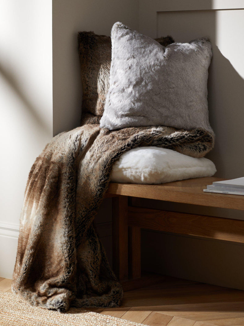 John Lewis faux fur cushion in mocha ombre, UK version