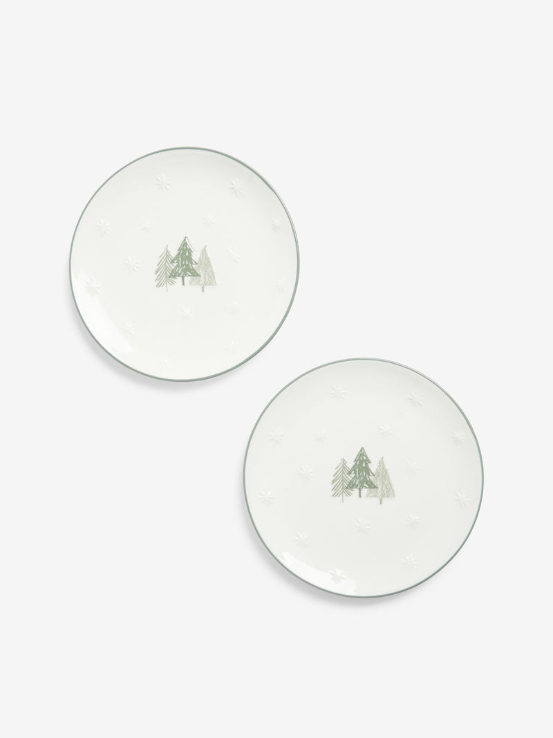 Green Christmas tree side plates set of 2 (British brand)