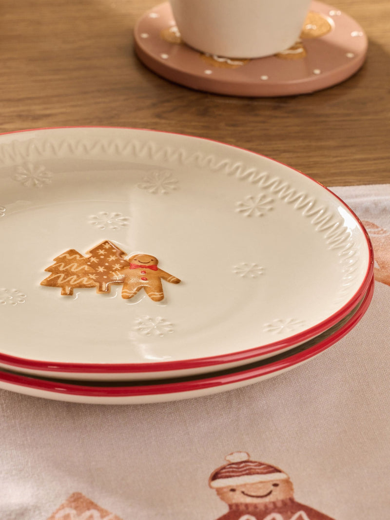 Natural Christmas Gingerbread Side Plates Set of 2 (British brand)