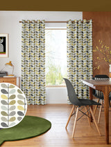 Next Orla Kiely Scribble Stem Curtains, Seagrass and Duckegg Blue- Buy online at McGrocer