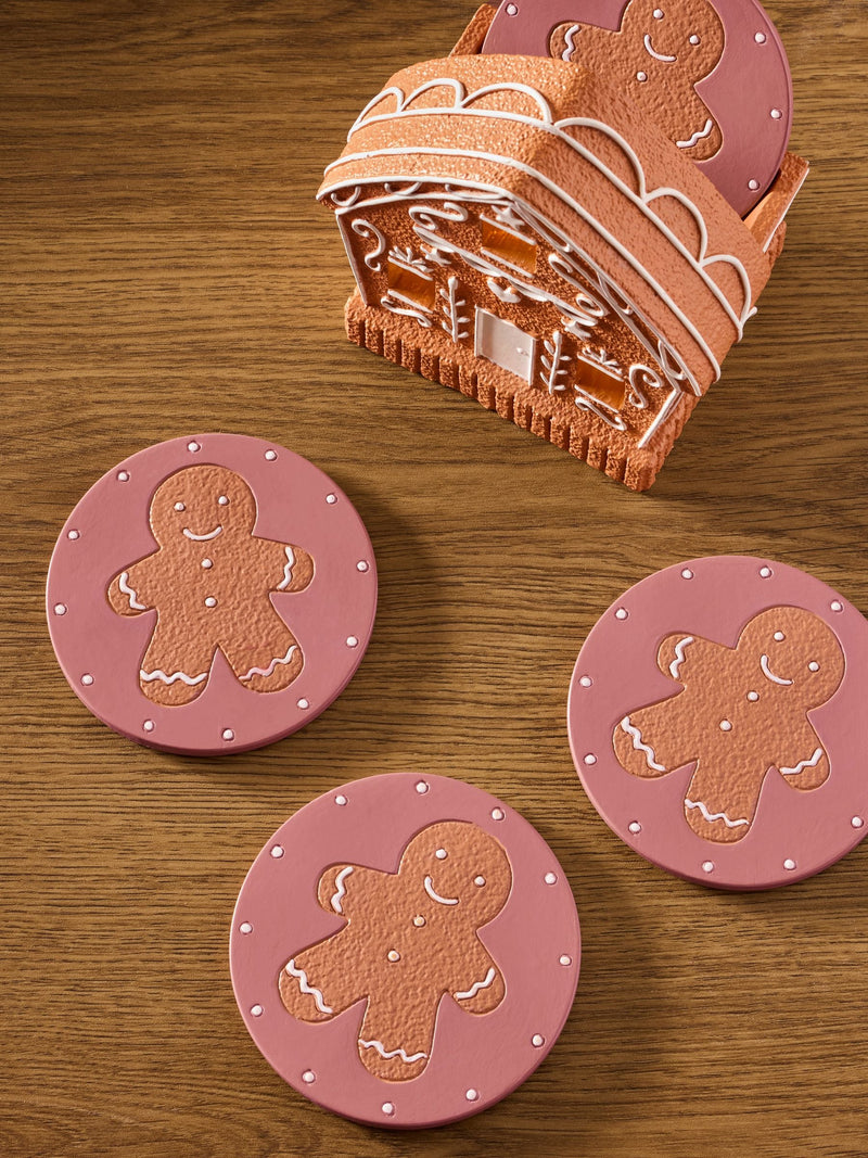 Set of 4 gingerbread light-up coasters, imported from the UK