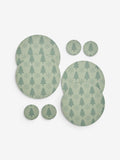 Green Christmas tree printed faux leather placemats and coasters set of 4 (British brand)