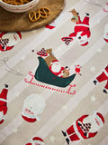 Red Christmas Santa Wipe Clean Tablecloth