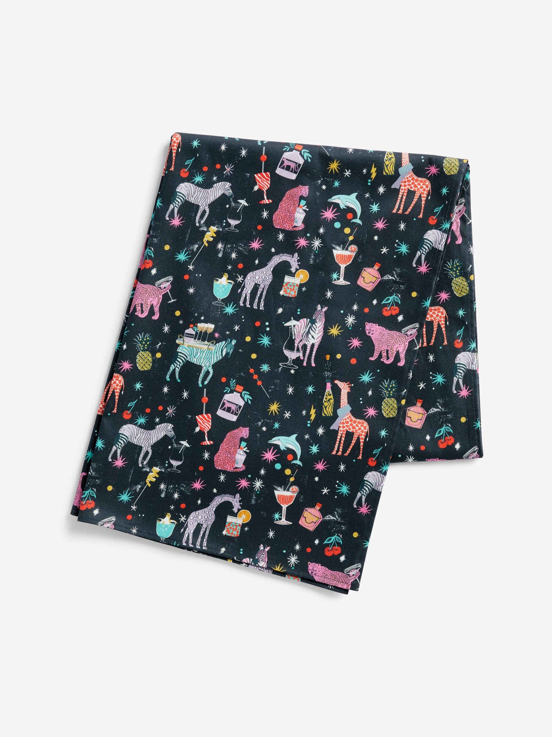 Multi Christmas Party Animals Wipe Clean Tablecloth