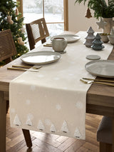 Next Natural Scandi Embroidered Christmas Tree Table Runner - Small or Large- Buy online at McGrocer