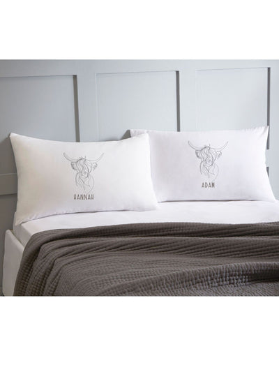 Next Koko Blossom Personalised Highland Cow Cotton Pillowcase Set 45 x 45cm- Buy online at McGrocer