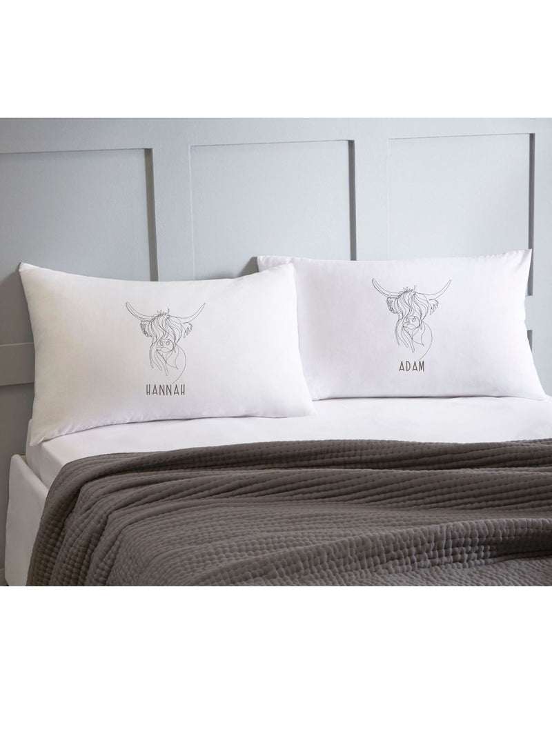 Koko Blossom personalised highland cow pillowcases 45x45cm, imported from the UK