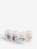 Set of 4 White Christmas Snowman Tumbler Glasses