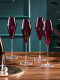 Purple Nova Prosecco flute glasses set of 4, imported from the UK