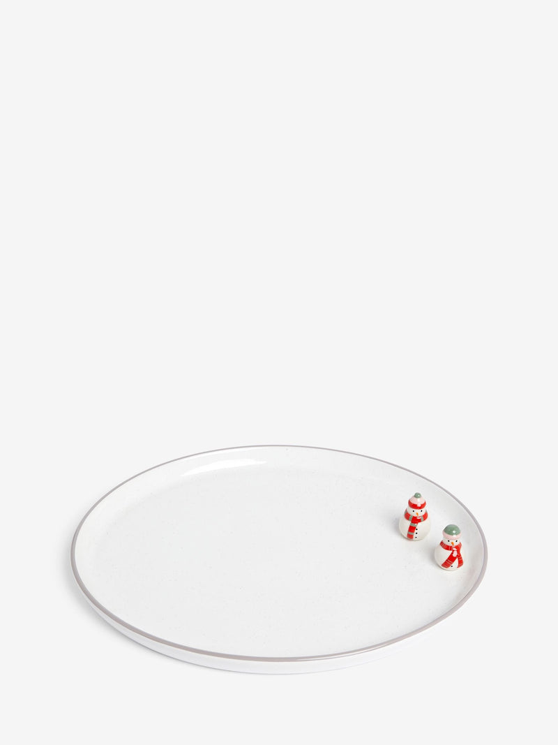 White winter scene snowman platter 32cm x 27.5cm (British brand)