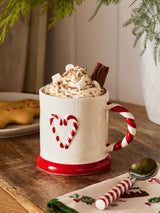 Next Natural Red Candy Cane Christmas Stoneware Mug 10cm- Buy online at McGrocer
