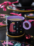 Christmas Party Leopard Mug with Colourful Decal and Lilac Interior