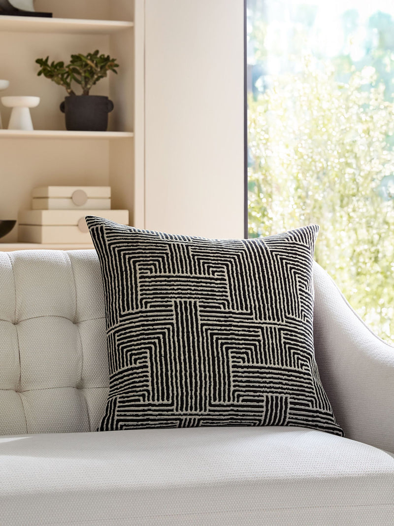 Sosandar black Novara woven geo cushion 50cm - British product